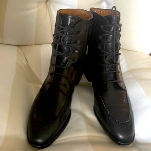 NWOT Black Bally Alexia Women Black Leather Ankle Boots Size EU 35 USA 4 .